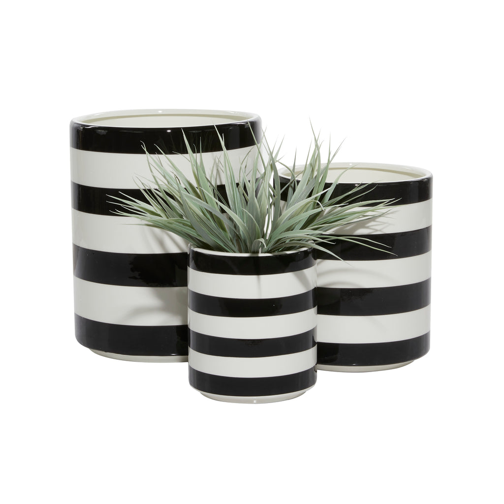 MACETA LINEAS BCO NGRO