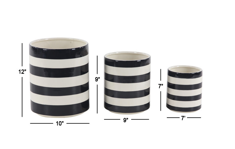 MACETA LINEAS BCO NGRO