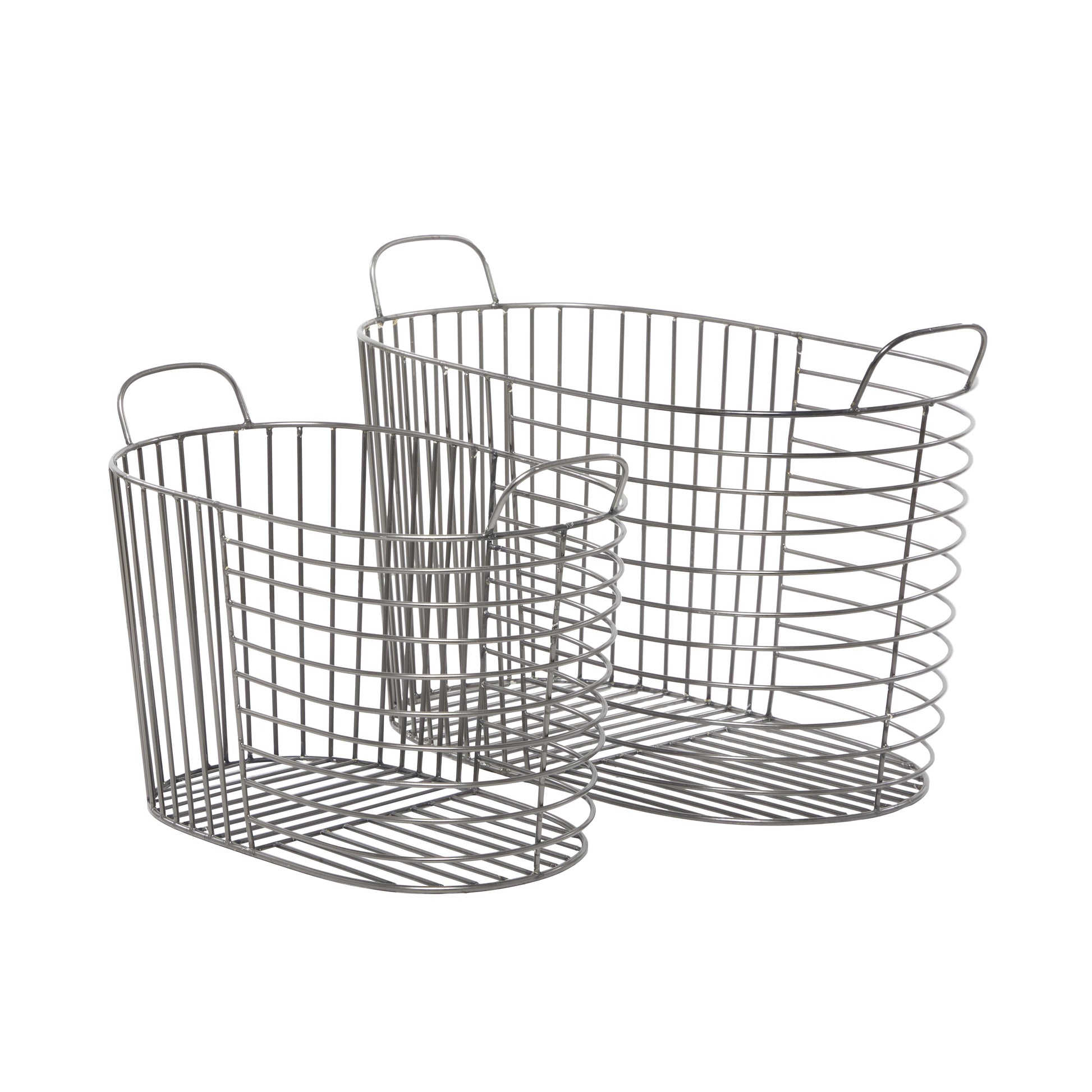 CESTA METAL GRIS CON ASAS