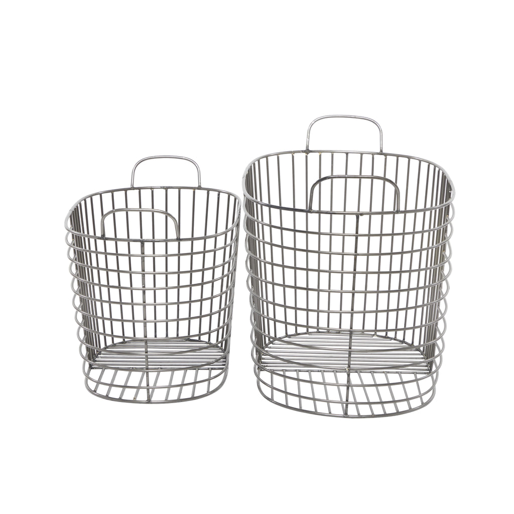 CESTA METAL GRIS CON ASAS