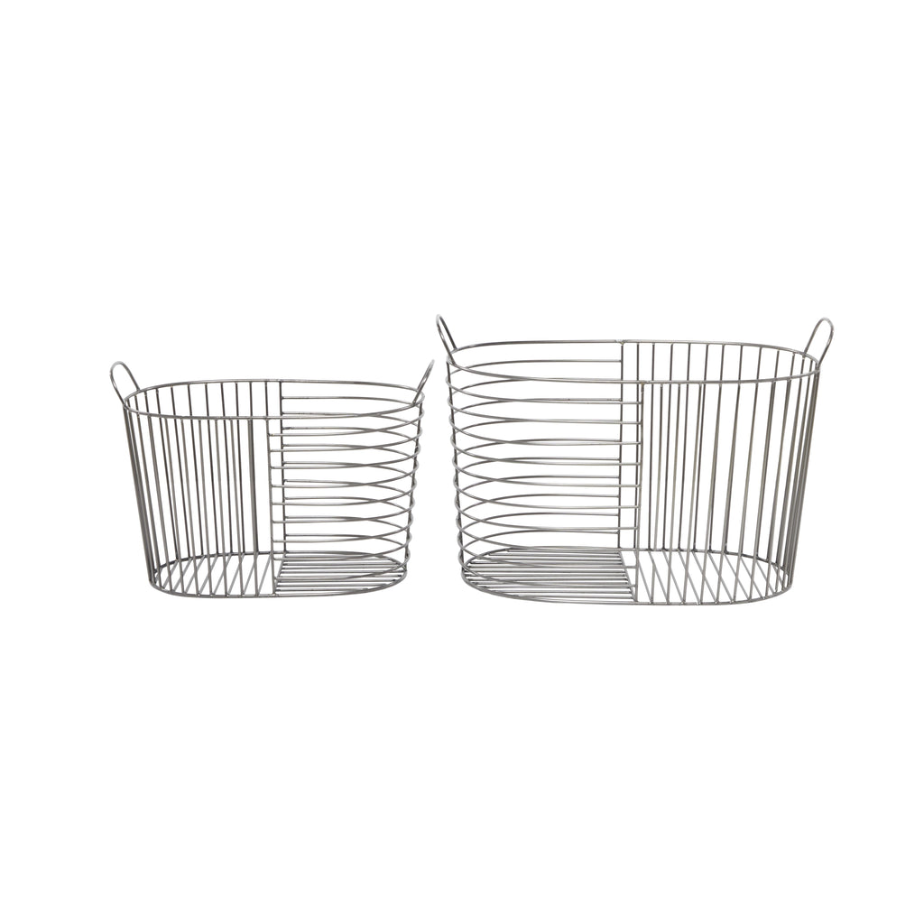 CESTA METAL GRIS CON ASAS