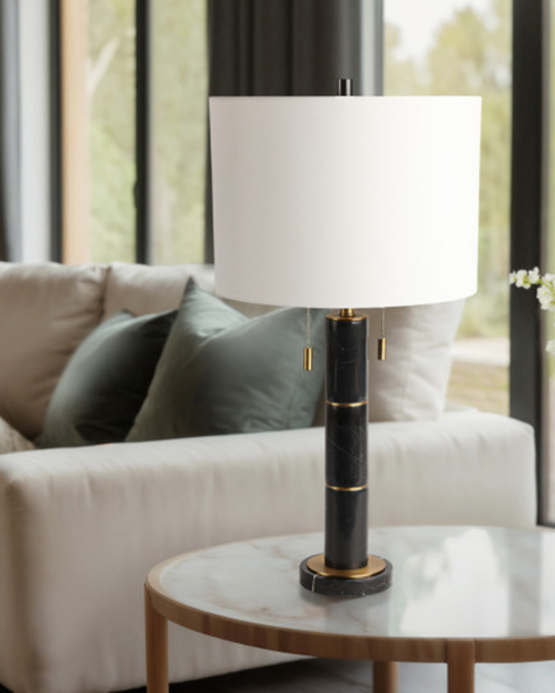 LAMPARA MARBLE BCO/NEGRO