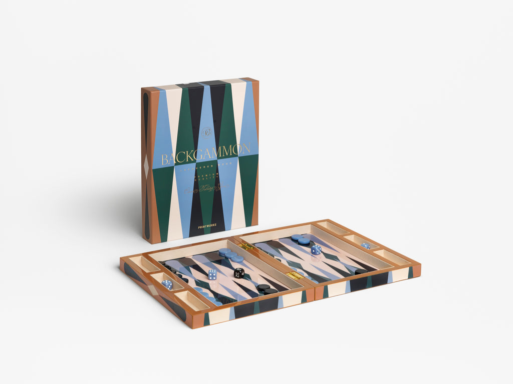 LACQUERED BACKGAMMON - BLUE/GREEN