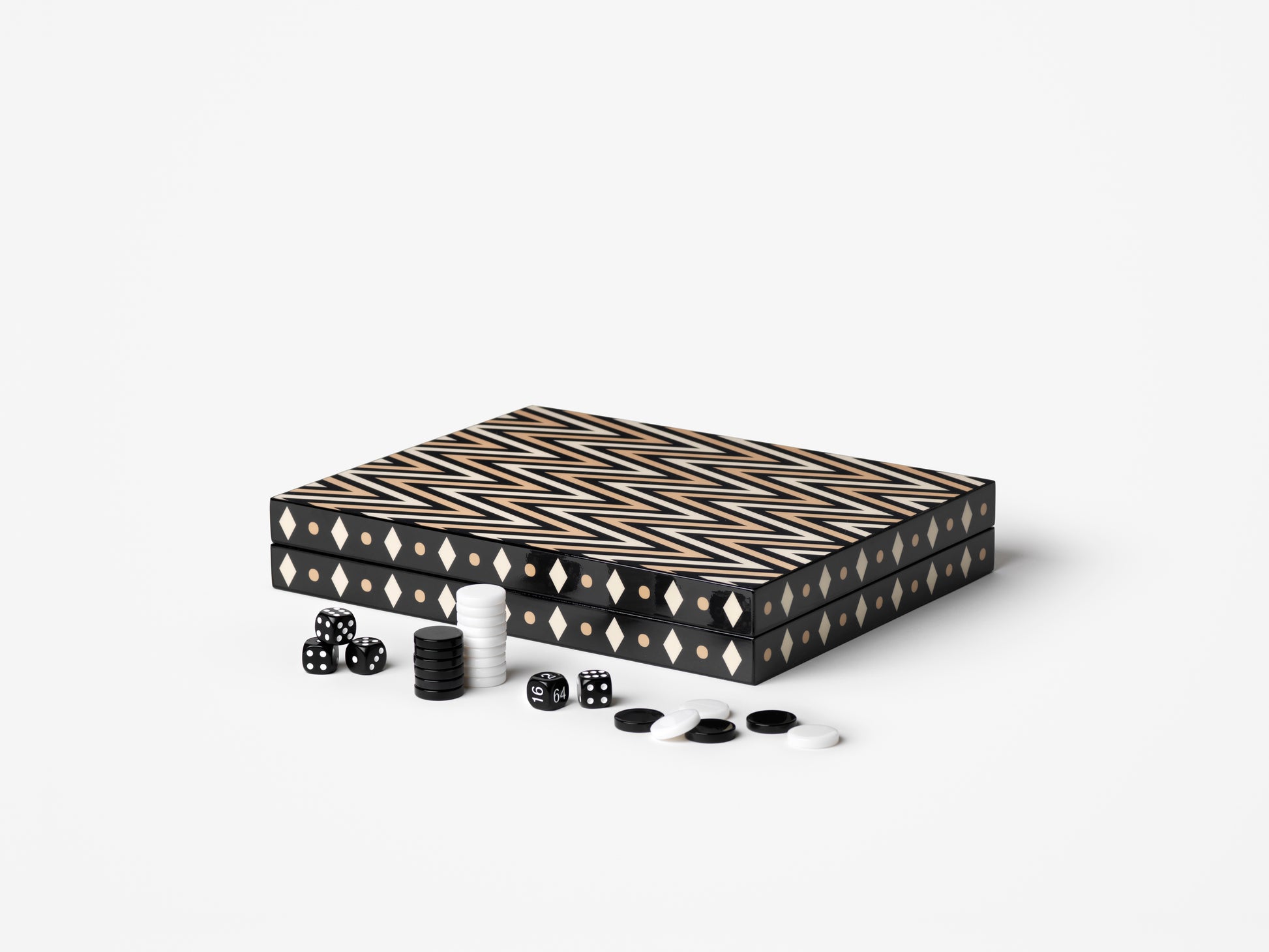 LACQUERED BACKGAMMON - BLACK