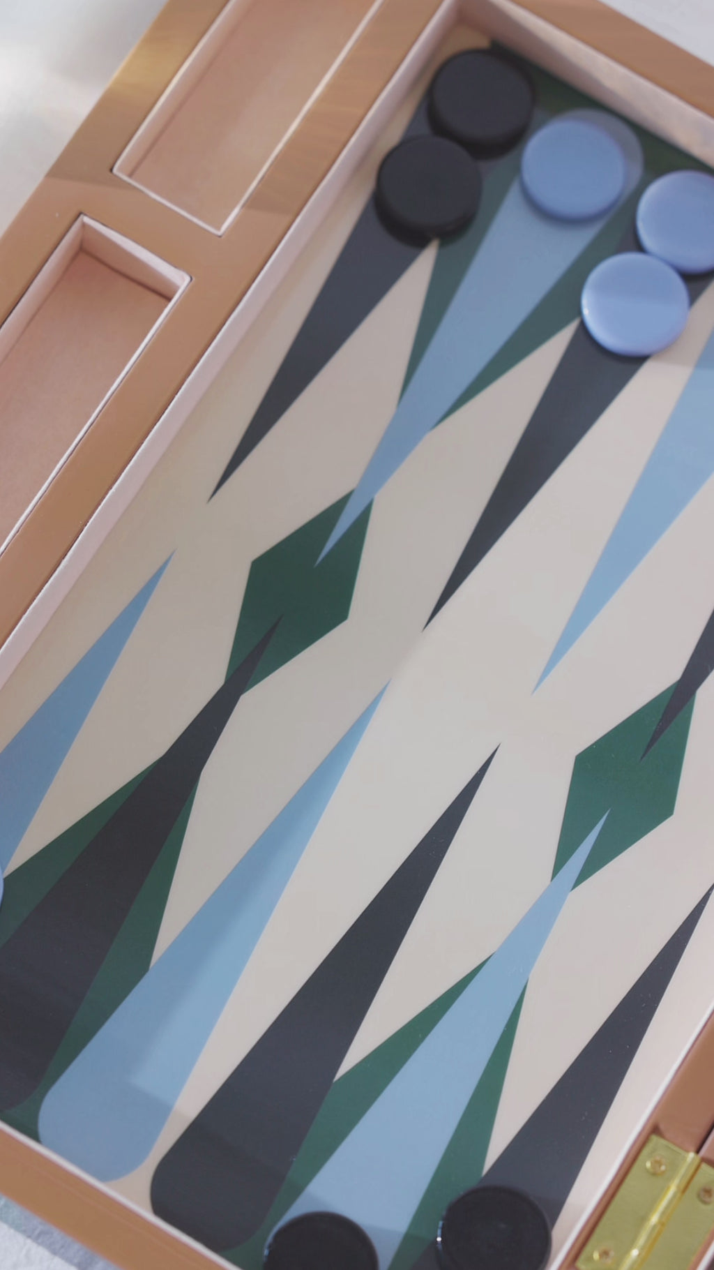 LACQUERED BACKGAMMON - BLUE/GREEN